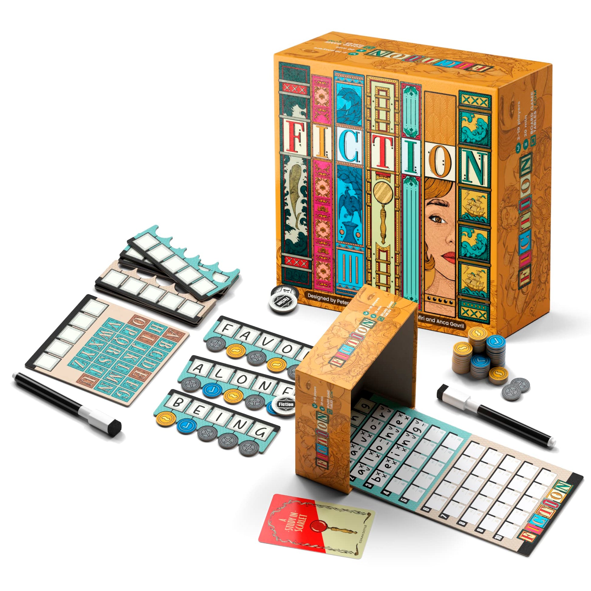 ALLPLAY Fiction - A Wordle-Inspired Board Game for Adults and Familes with Deception - Approachable and Fun Strategic Party Game in Small, Travel-Size
