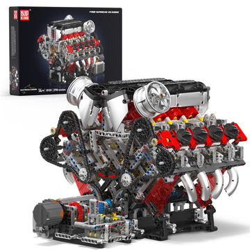 Mould King 10130 V8 Engine Model kit that Runs, Build Your Own Cars Combustion Battery/Motor Blocks Sets, STEM Toy Gift for Adults 14+ Teens