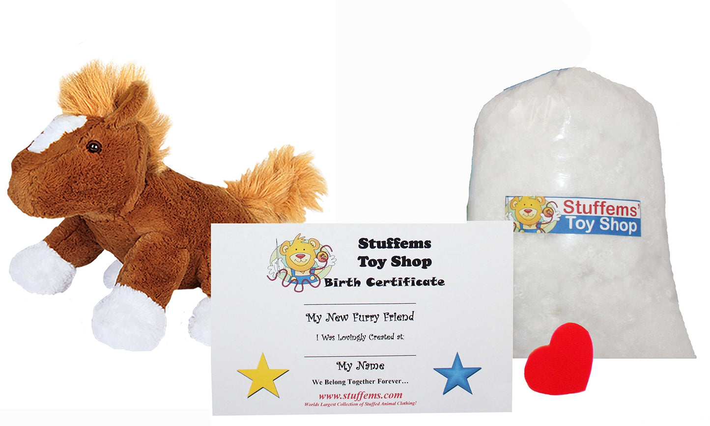 Stuffems Toy Shop Make Your Own Stuffed Animal Mini 8 Inch Chestnut the Horse Kit - No Sewing Required!