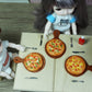 ThaiHonest 3 Pieces Pizza Miniature Set, Realistic Miniature Pizza on Wooden Tray, Dollhouse Food, 1:6 Scale, Multicolor, Clay