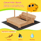 Kids Wood Sandbox with Cover, Spacious Outdoor Play Area with 2 Bench Seats Adjustable Canopy for Ages 3-8, Sand Boxes for Backyard Garden, Sand Pit