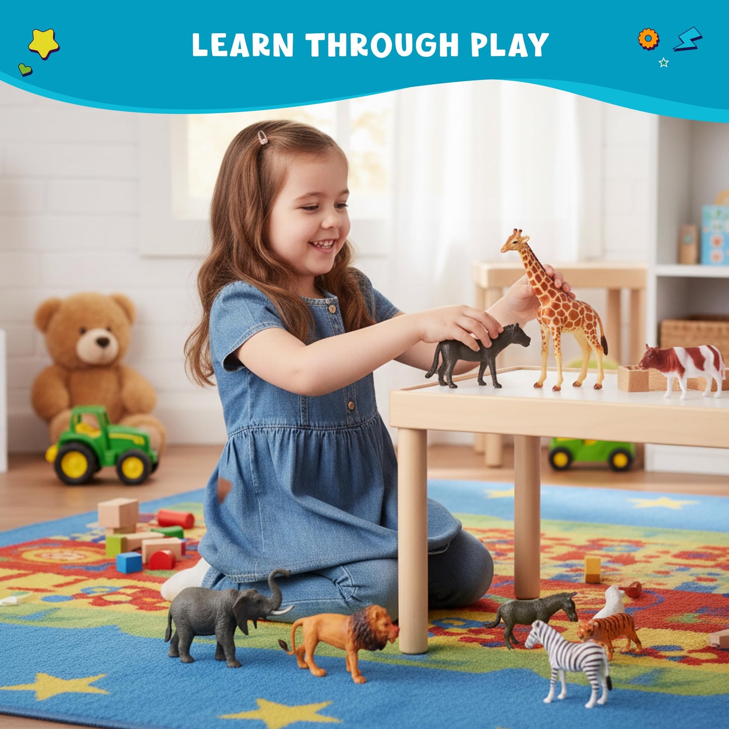 Get Ready Kids Zoo Animal Toys - 11 Large Plastic Animal Figures