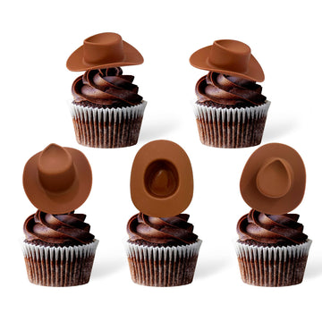 Gexolenu 20 Pcs Plastic Mini Cowboy Hat Decoration Western Cowgirl Hat Doll Hats for Dollhouse Party Decoration Boy Girl Birthday Cake Decor