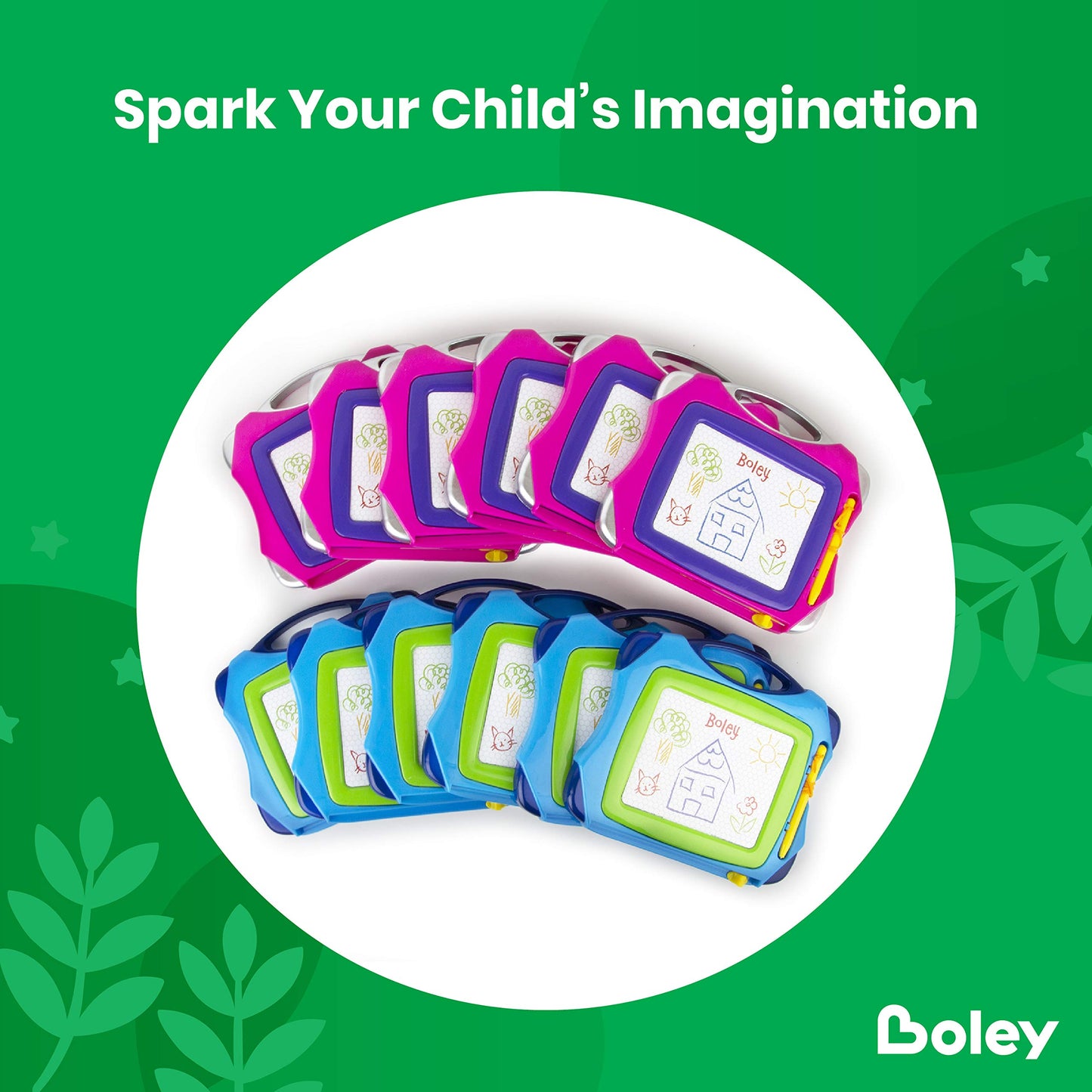 Boley Magic Color Doodle Boards - 12 Pack Magnetic Drawing Board Set for Kids - Toddler Drawing Board and Writing Board - Sketch Pad Bulk Set