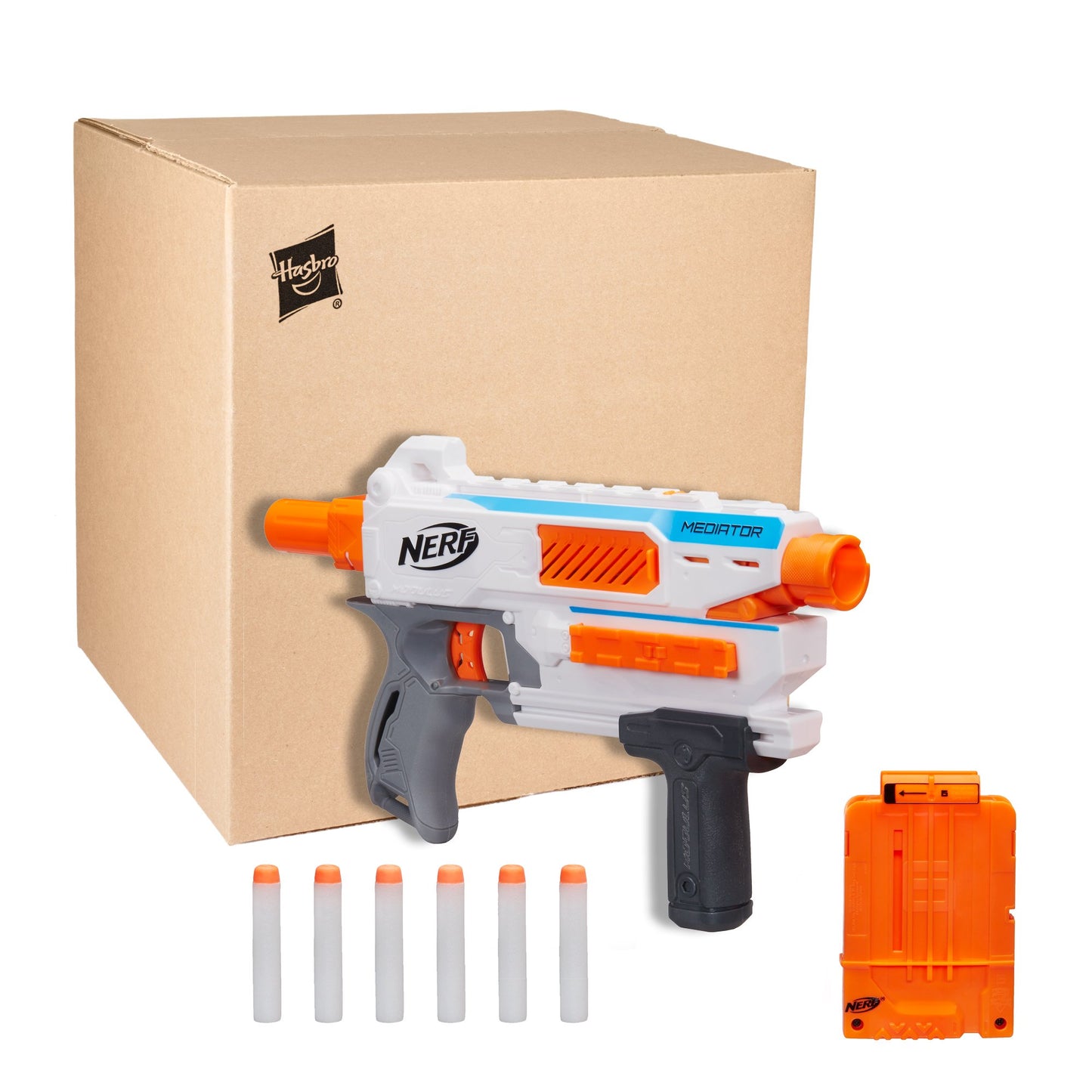 Nerf Modulus Mediator Blaster -- Fires 6 Darts in a Row, Pump Action, Slam Fire, Includes 6-Dart Clip and 6 Official Nerf Elite Darts (Amazon