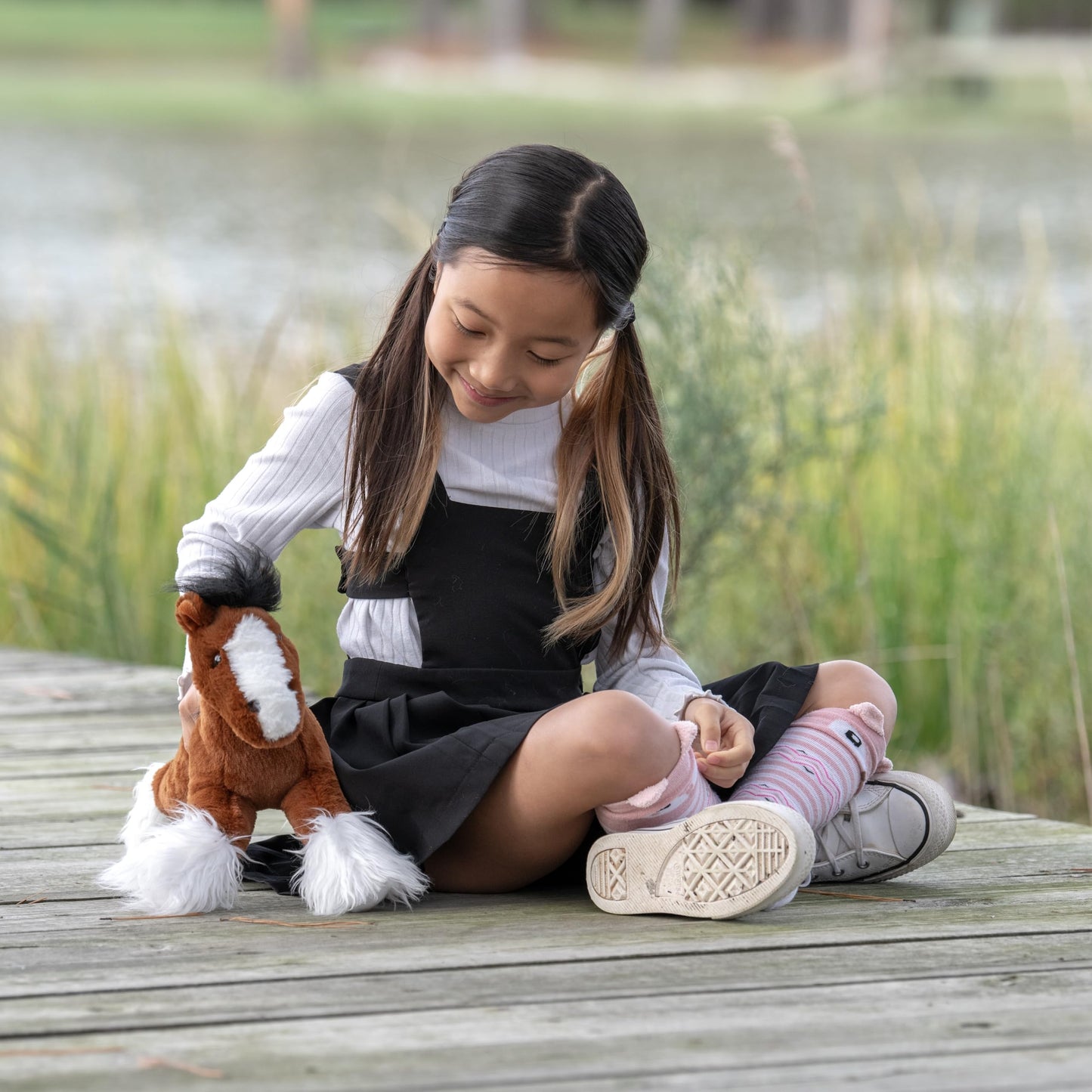 The Petting Zoo Standing Clydesdale Horse Stuffed Animal Plushie, Gifts for Kids, Wild Onez Barnyard Animals, Brown Horse Plush Toy, 12 inches