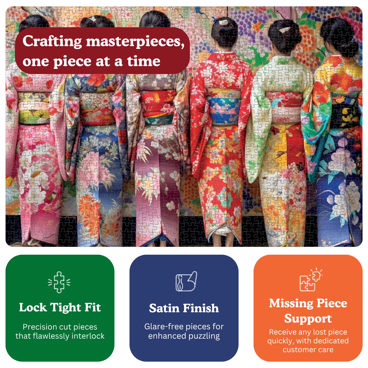 Cross & Glory | Jigsaw Puzzles for Adults | Elegant Kimono Beauties