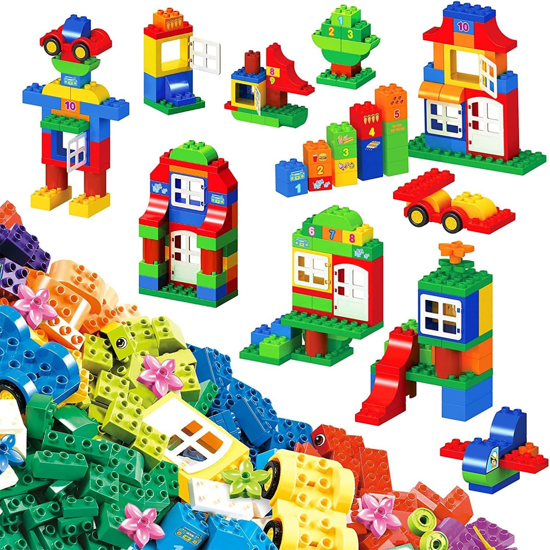 EP EXERCISE N PLAY Large Building Blocks Set Classic Big Size Bricks STEM Educational Toys for Toddlers 1-3 Years Compatible with Major Blocks, Ideal
