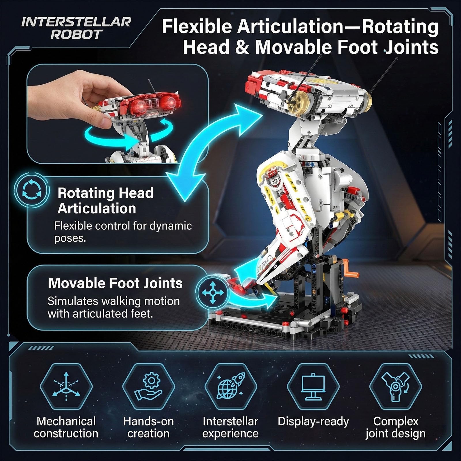 HJPLPXH Space Robot Dog Building Set with LED Light and Walking Design