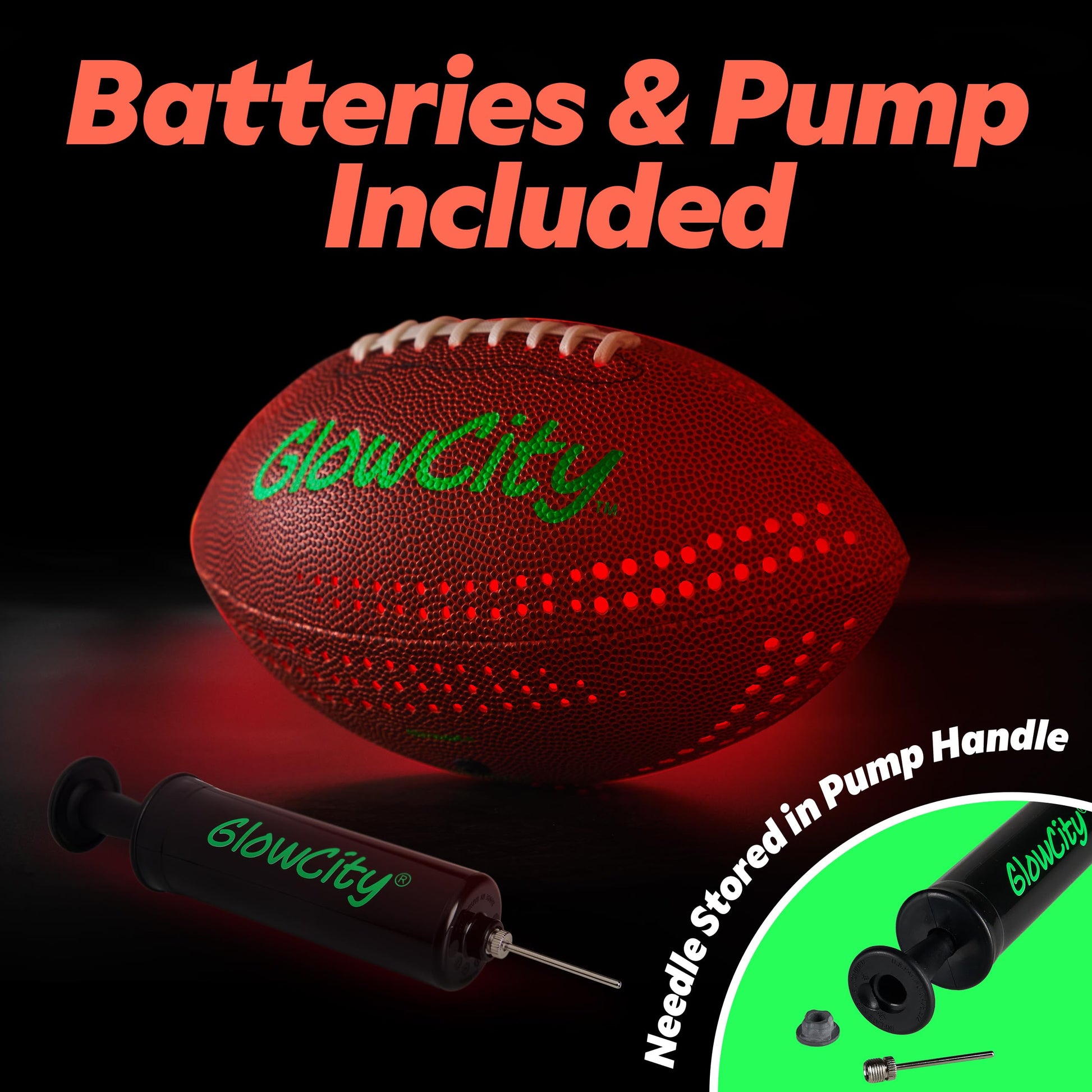GlowCity Glow in The Dark Football - Size 6 Light Up PU Ball for Teen Boys & Adults - Cool Sports Gift for Night Outdoor Games - Birthday Gifts Ideas