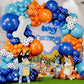 ALL-IN-1 Balloons Arch & Garland Kit with BONUS Dog Bone Small and Large Blue & Orange Party Balloons Blue Themed Party Decorations & Supplies for Boy