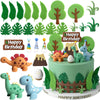 Simpfo 27 PCS Dinosaur Cake Topper Set with Dinosaur Figurines, Eggs, Jungle Leaves - Reusable Cupcake Decorations for Kids Birthday Party, Dino