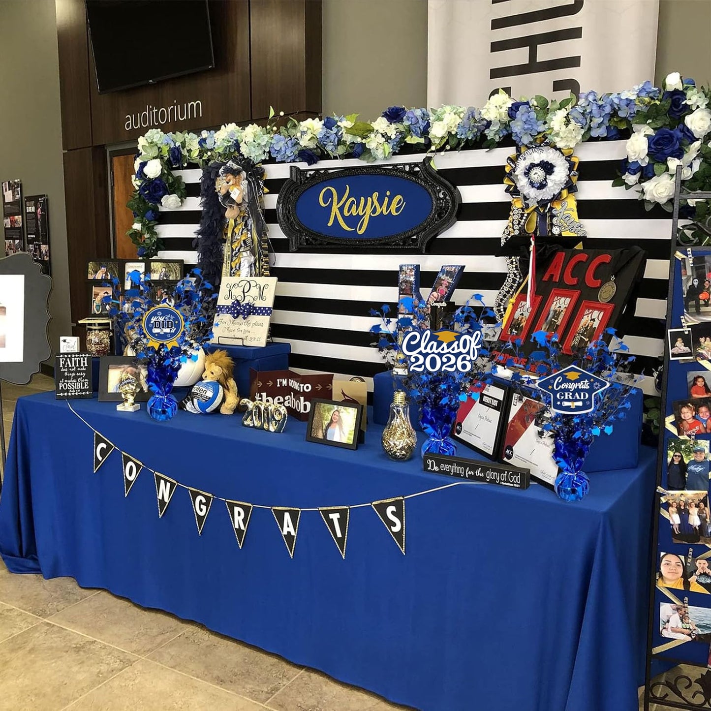 3 Pcs Graduation Table Centerpieces - Balloon Weight Centerpieces Blue Glitter Foil Graduate Cap Centerpieces for 2026 Graduation Party Table
