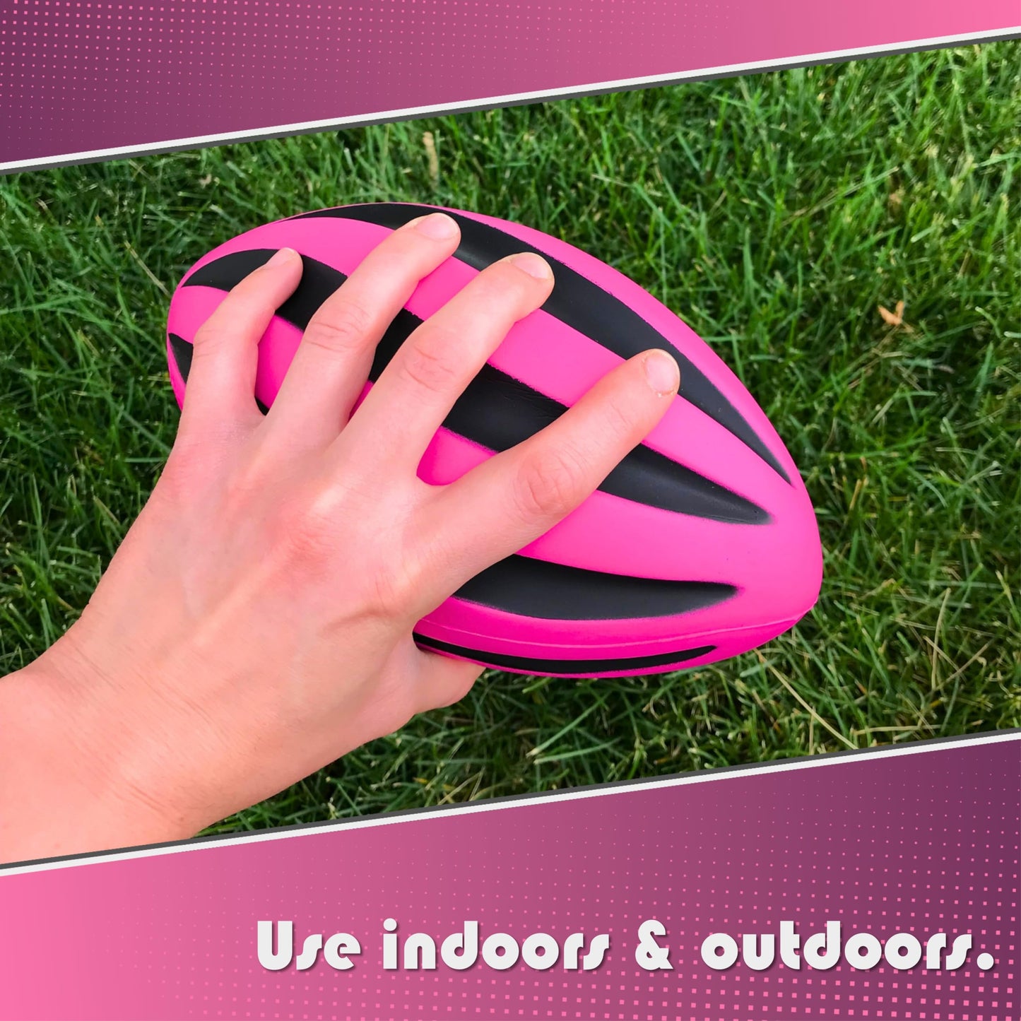 Blu Jay LMC Products Spiral Foam Football - 9 Inch Small, Soft Foam Football for Kids - Adult & Toddler Ball Youth (Pink & Black)