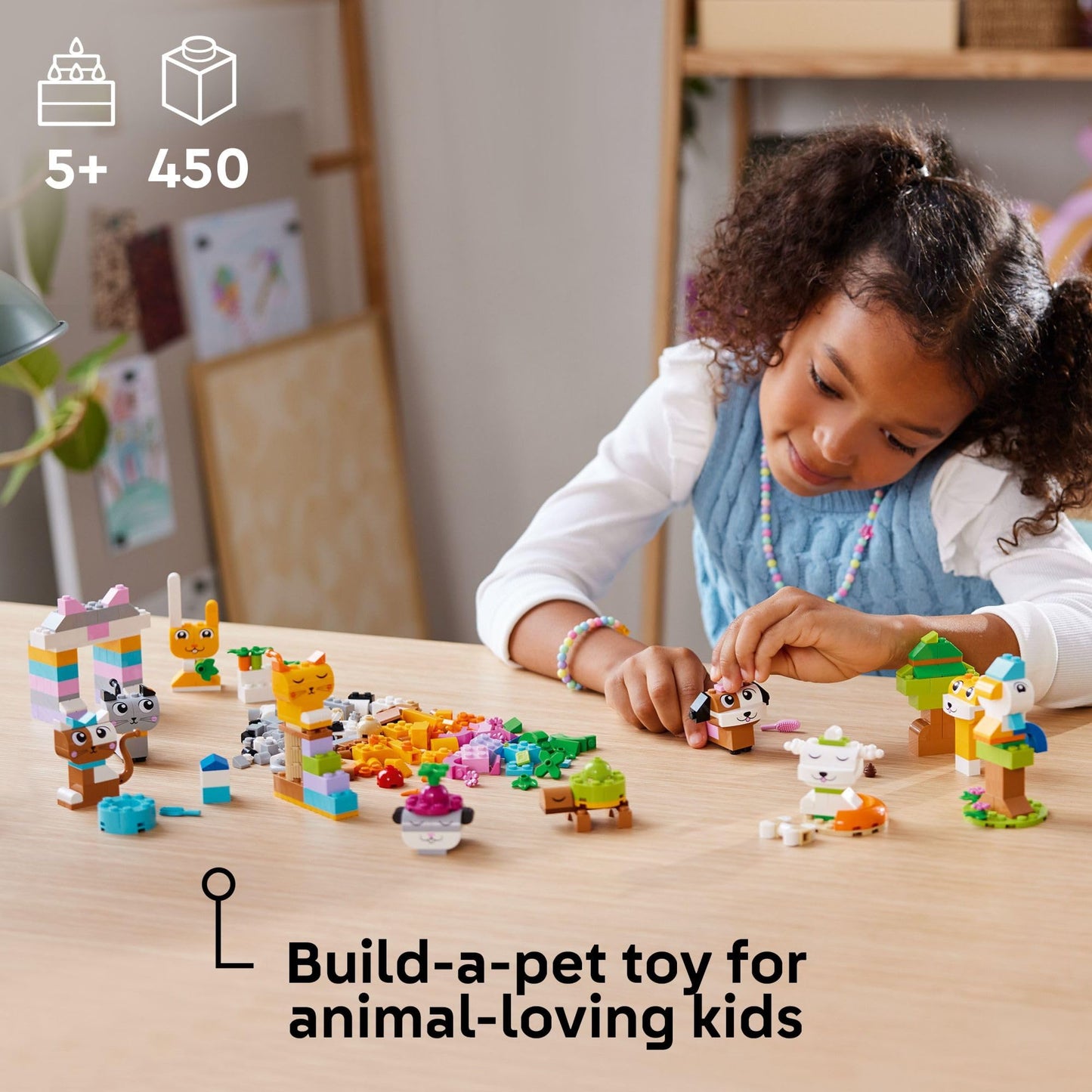 LEGO Classic Creative Pets, Building Brick Animals Toy, Kids Build a Dog, Cat, Rabbit, Hamster and Bird, Gift for Animal-Loving Boys and Girls Aged 5