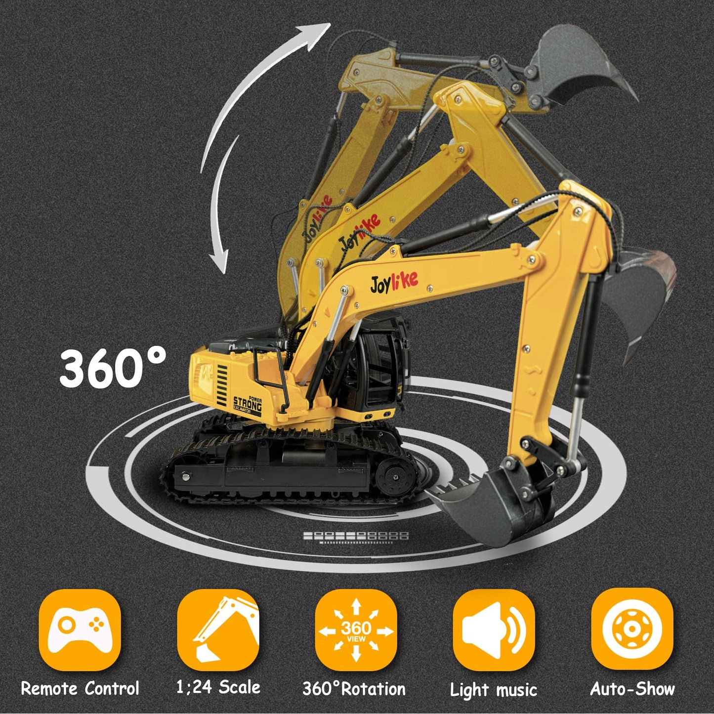 Joylike RC Excavator and Dump Truck Toy Set?2.4Ghz Metal Remote Control Construction Vehicle with Light&Sound, Best Christmas Toy for Boys 8+Year Old