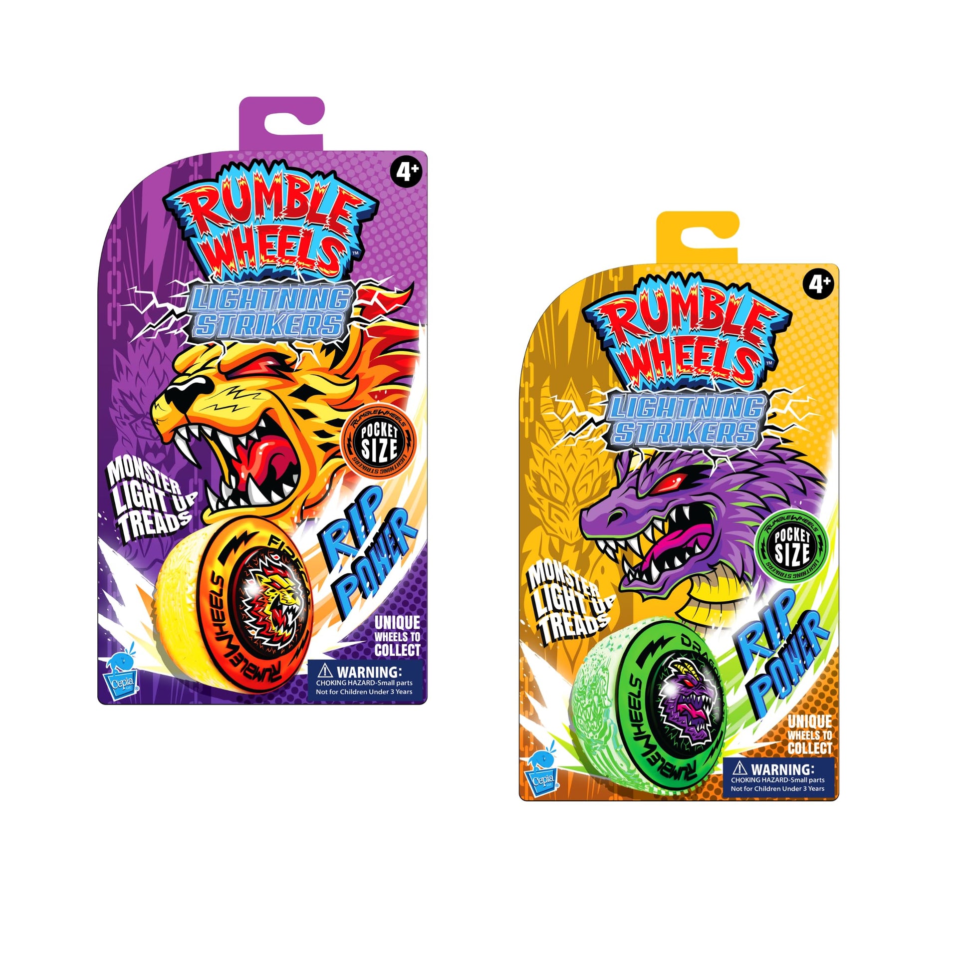 Cepia LLC Rumble Wheels Lightning Strikers 2-Pack - Rip Cord Powered with Light-Up Spinning Wheels, High-Speed Battle Racers, All-Terrain Boys Racing