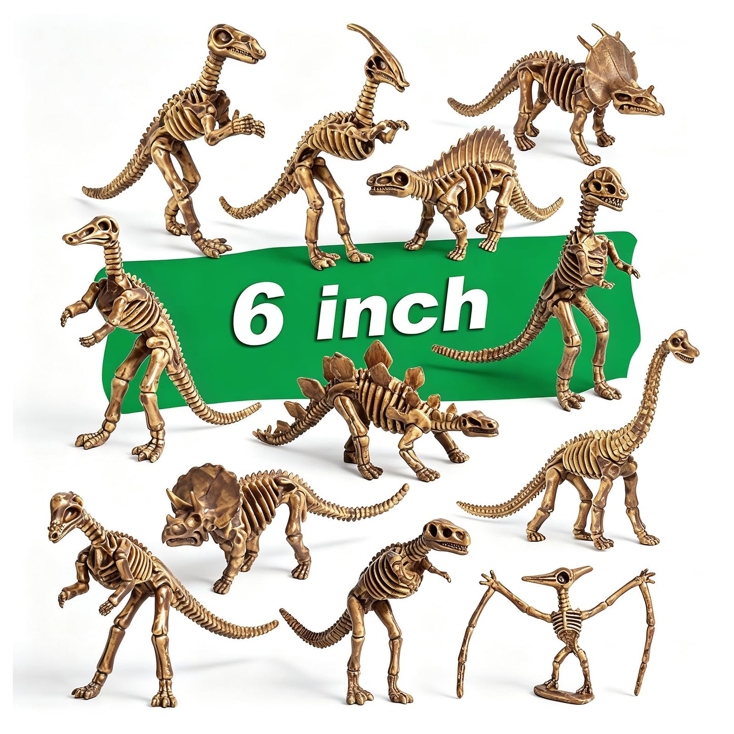 ZHFCGO 6 Inch Dinosaur Fossil Skeleton for 3 4 5 6 7 8 9 10+ Year Old, Dino Bones for Science Play Rewards, Dino Sand Dig Toys, Educational Gift