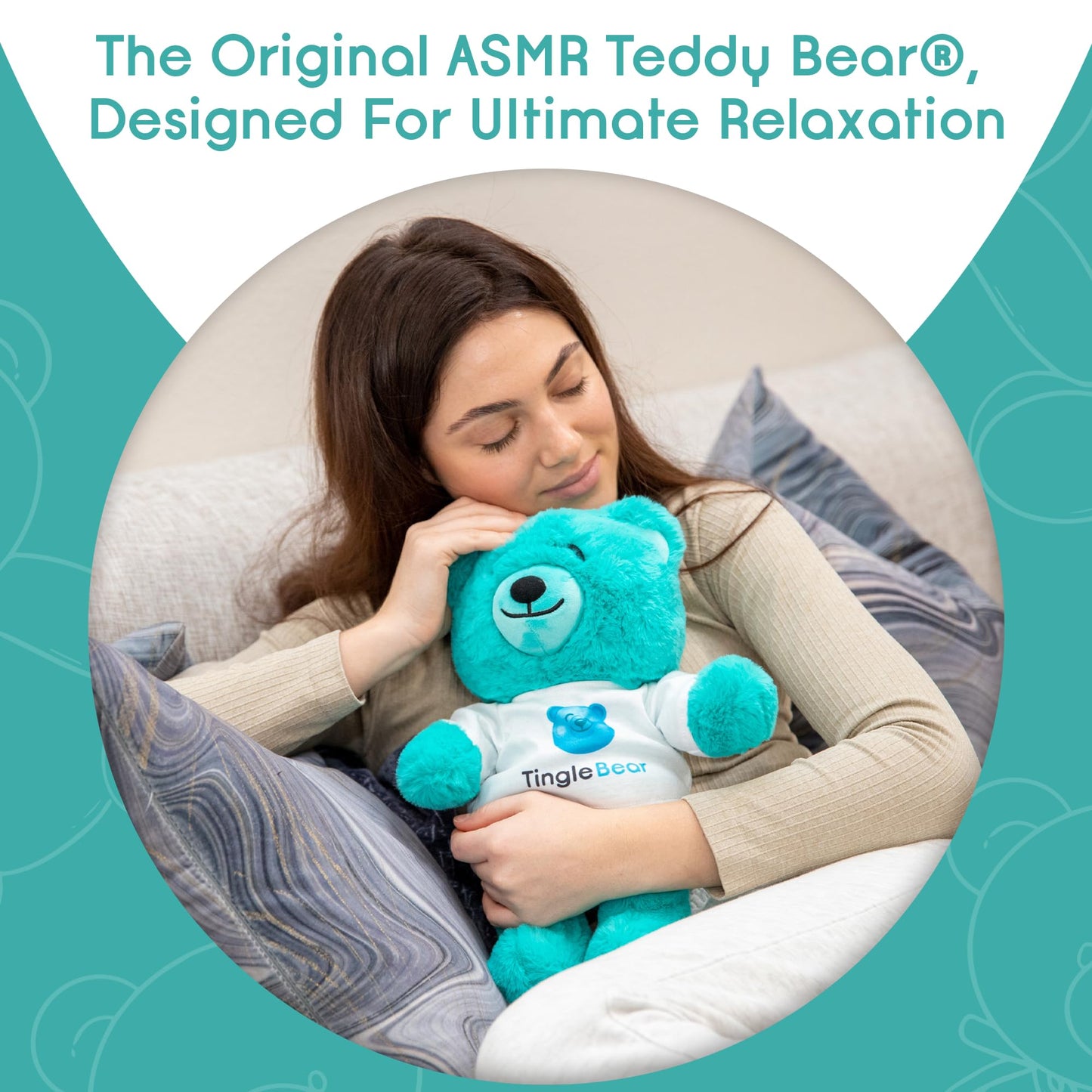 Tingle Bear The Original ASMR Teddy Bear - Super Soft Stuffed Toy & Relaxation Aid for Kids & Adults - Teddy Bear with Bluetooth Speaker to Play Any