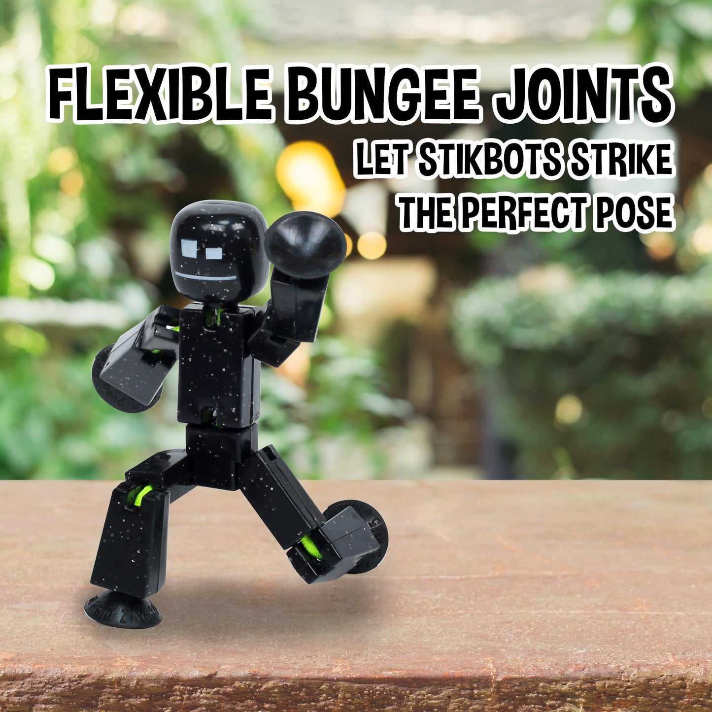 Zing StikBot Single Pack - Includes 1 StikBot - Collectible Action Figures and Accessories, Stop Motion Animation, Ages 4 and Up (Solid Black Sparkle)
