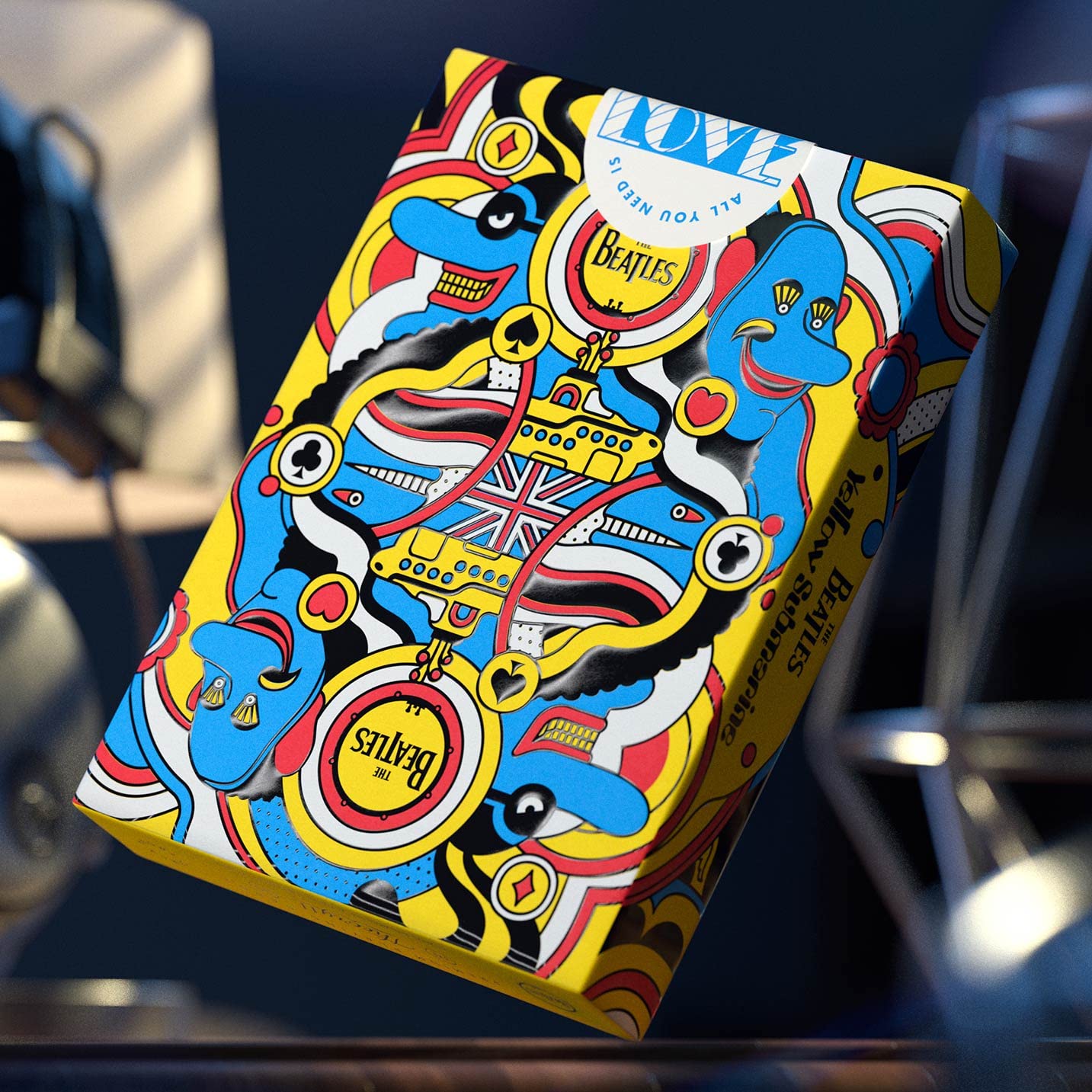 theory11 Yellow Submarine Playing Cards - Beatles Movie Theme Poker Deck with Custom Artwork, Magic, Cardistry, Game Night Gift for Music Fans, Card