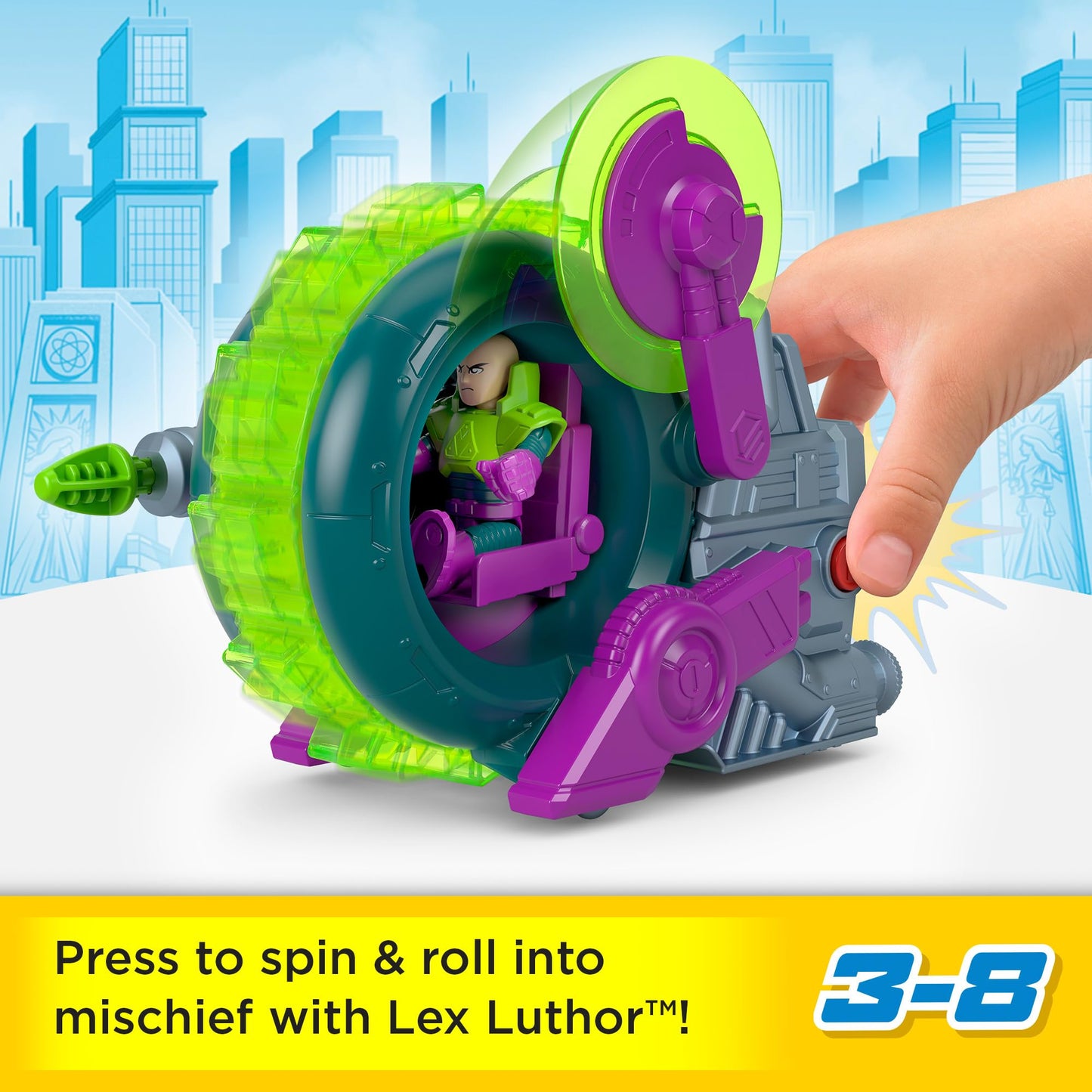 Fisher-Price Imaginext DC Super Friends Toy Lex Luthor Spinning Saw Vehicle & Figure Set for Pretend Play Kids Ages 3+ Years