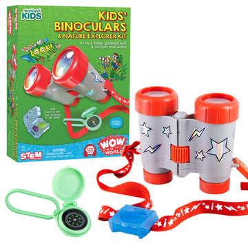 Wow in The World Kids’ Binoculars & Nature Explorer KIT | Look Far, Nature Scavenger Hunt, Specimen Box, Companion Audio Content, Bonus Reusable