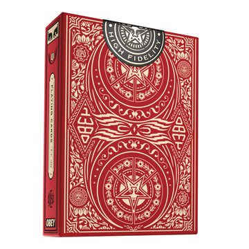 theory11 Red Obey Playing Cards - Shepard Fairey Street Art Poker Deck with Custom Faces, Foil Style Box, Magic, Cardistry, Game Night Gift for Art