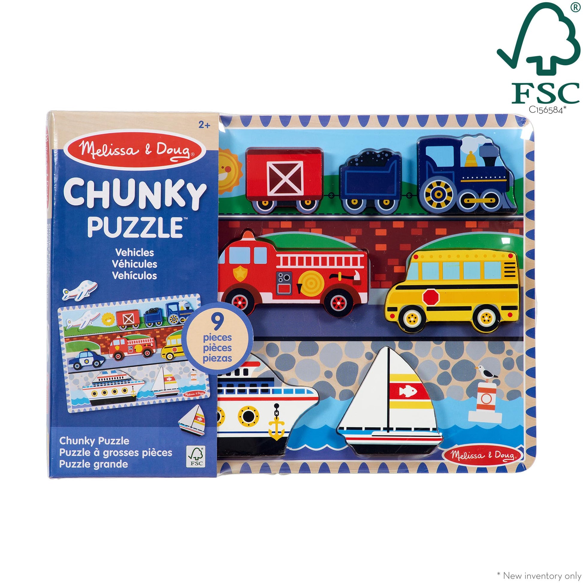 Fresh Start Chunky Puzzle 6pcs 12"X9"-Vehicles