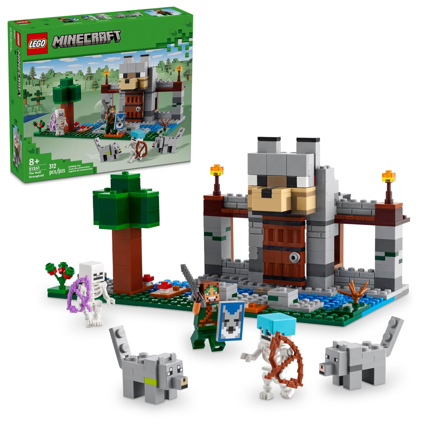 LEGO Minecraft The Wolf Stronghold Fortress Playset, Video Game Toy for Boys and Girls, Action Packed Castle Building Set with Minifigures, Minecraft