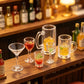 4Pcs Clear Glass Dollhouse Miniature Drinking Set, 1/12 Scale Wine Cocktail Glasses, Beer Mug Stein for Kitchen Bar