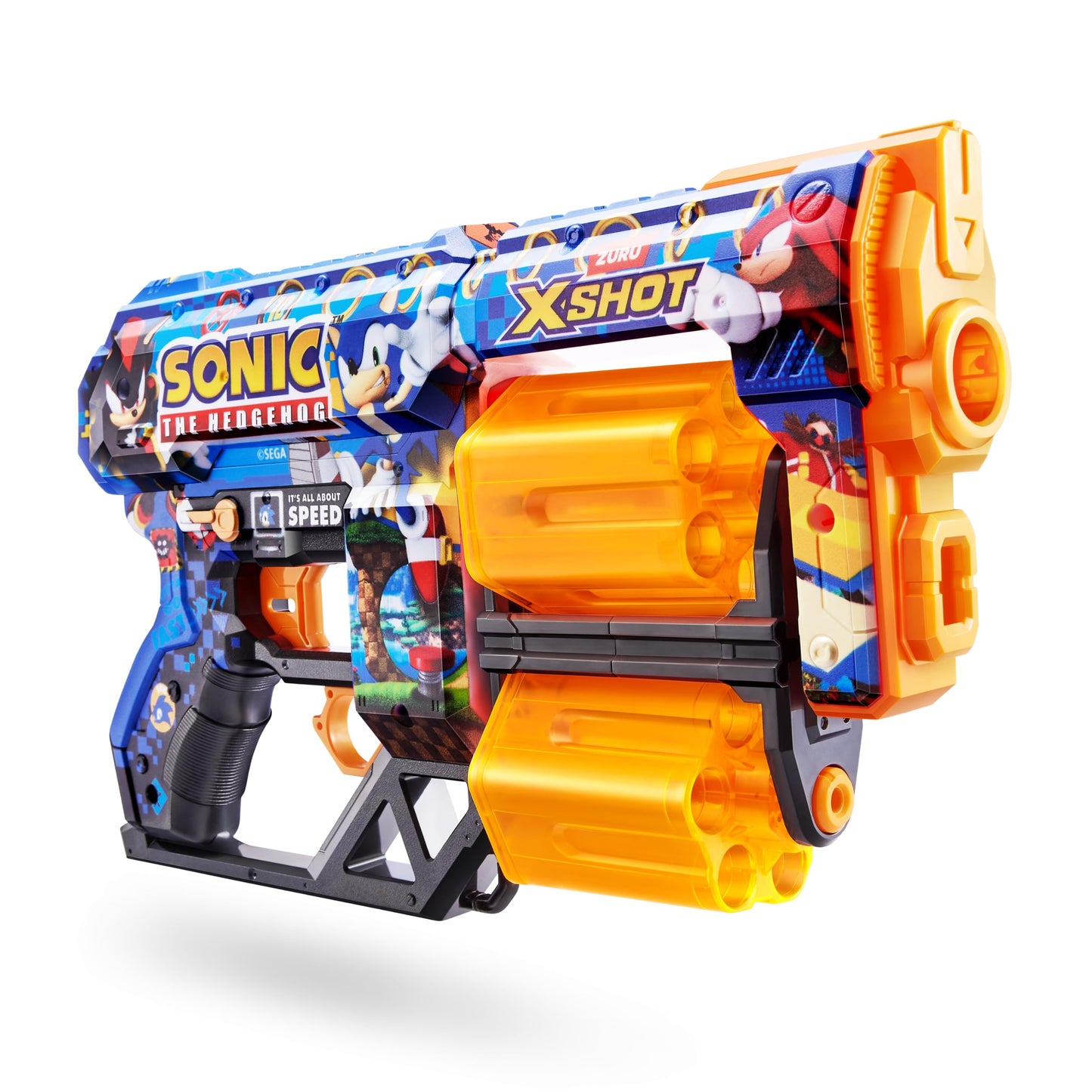 X-Shot Skins Dread Foam Blaster (12 Dart) by ZURU x Sonic The Hedgehog Toy for Kids, Teens, Adults