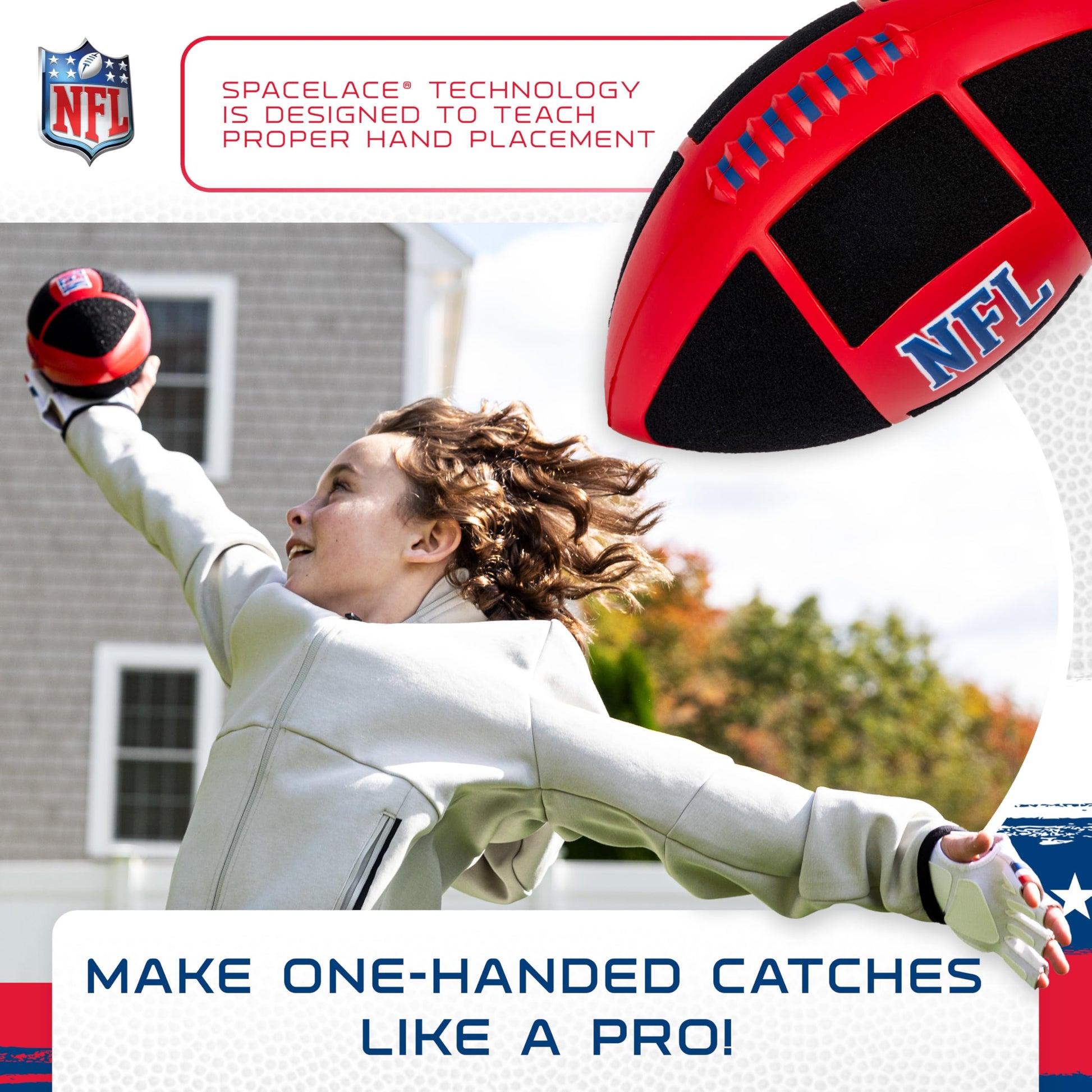 Franklin Sports NFL Sticky Fingers Football + Glove Set