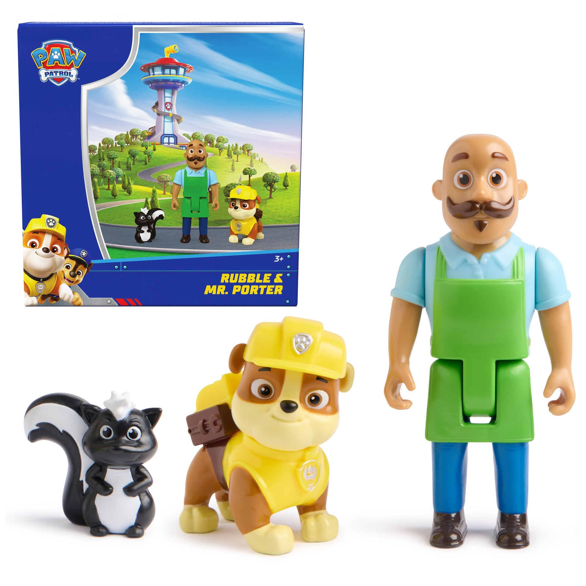 Paw Patrol Rubble and Mr Porter Figure Pack with Skunk Animal
