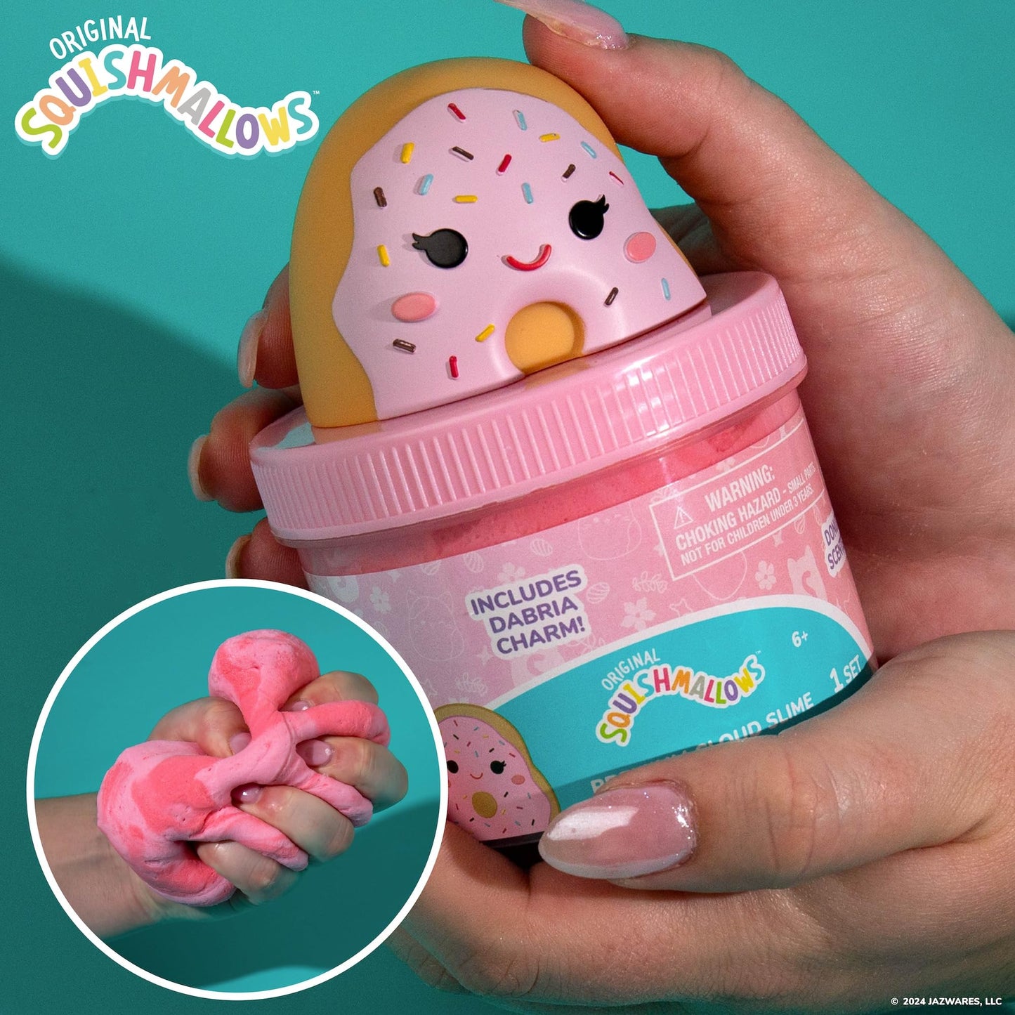 Original Squishmallows Scented Slime Jar, Donut, Dabria the Donut