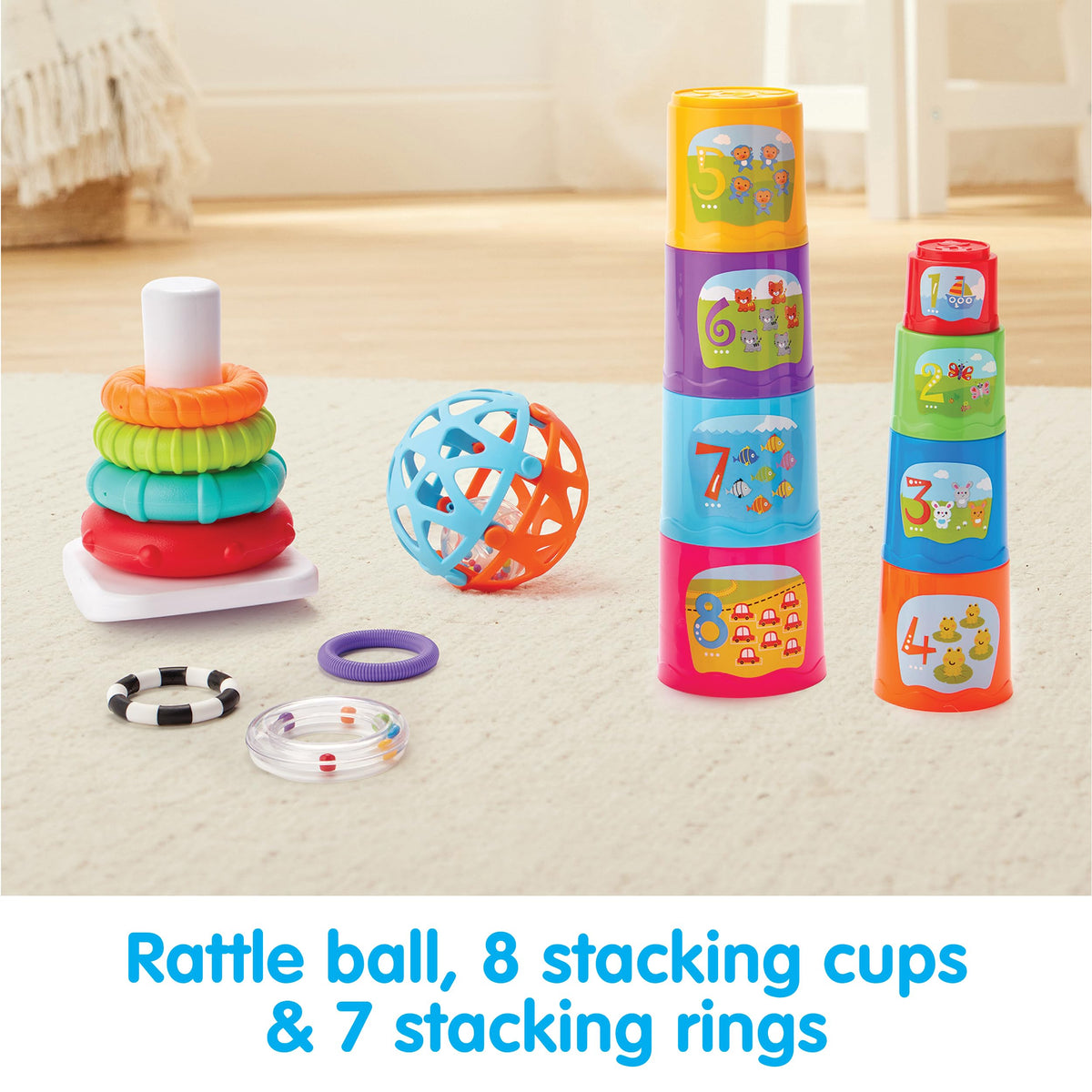 Kidoozie - Little Learner's Trio - Baby Activity Toy for Early Learning, Sensory Play and Motor Skills, Ages 6+ Months