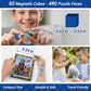 TOSY Picture Cube Wacky Dinos: 6-in-1 Magnetic Picture Puzzle, 80 Blocks,480 Puzzle Faces, 0.6in, B022, Seamless UV Art, Display-Ready Frame