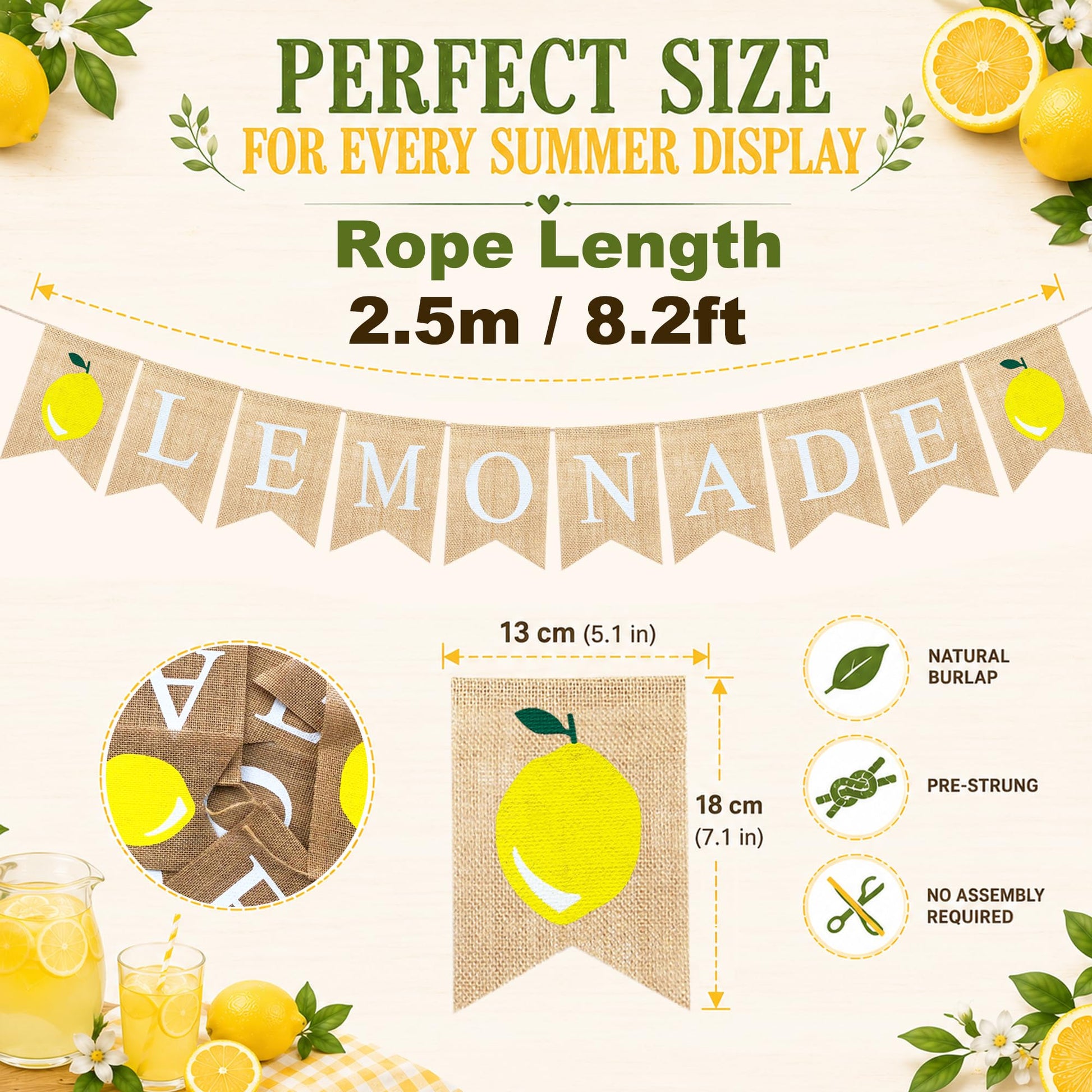 Uniwish Burlap Lemonade Banner Lemonade Stand Decorations Supplies