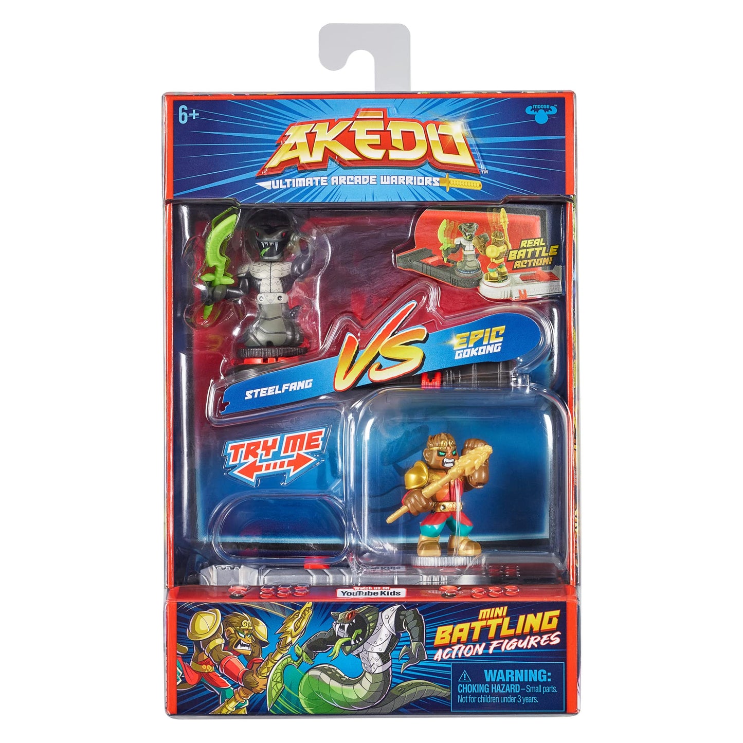 Akedo - Ultimate Arcade Warriors Versus Pack Mini Battling Action Figures For Ages 6+ - Ready, Fight, Split Strike - Epic GOKONG VS