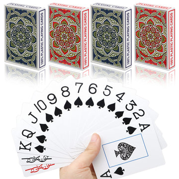 Metsyth Plastic Waterproof Playing Cards 4 Pack Poker Card Jumbo Large Print Playing Cards for Adults Seniors Bulk Decks of Cards Set Poker Cards