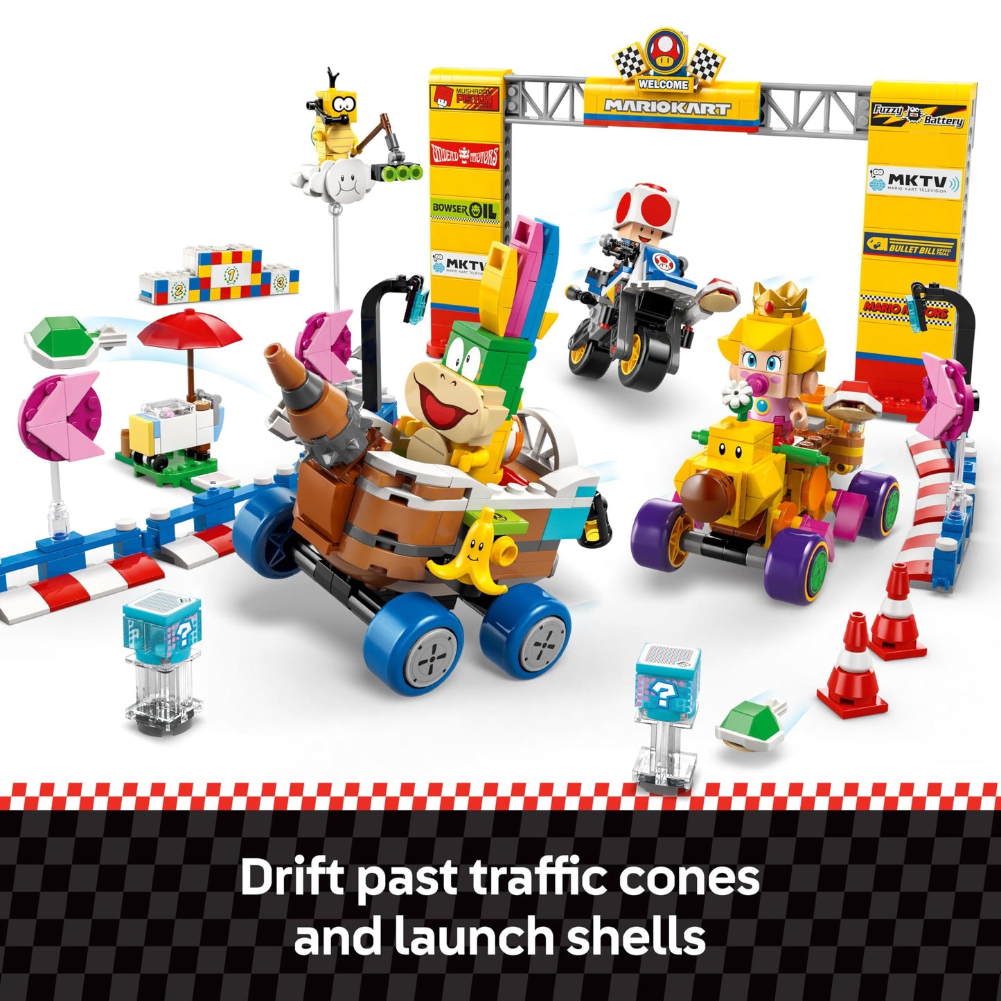LEGO Super Mario: Mario Kart Baby Peach & Grand Prix Set Home Circuit - Nintendo Toy Building Set for Kids, Girls and Boys, Ages 8+ - Collectible Toy