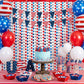 4 Pack Red White Blue Star Party Decoration Set, 2 Pack 3.3ft x 6.6 ft Star Foil Fringe Tinsel Streamer Curtain Backdrop + 2 USA Flag Pennant Banner