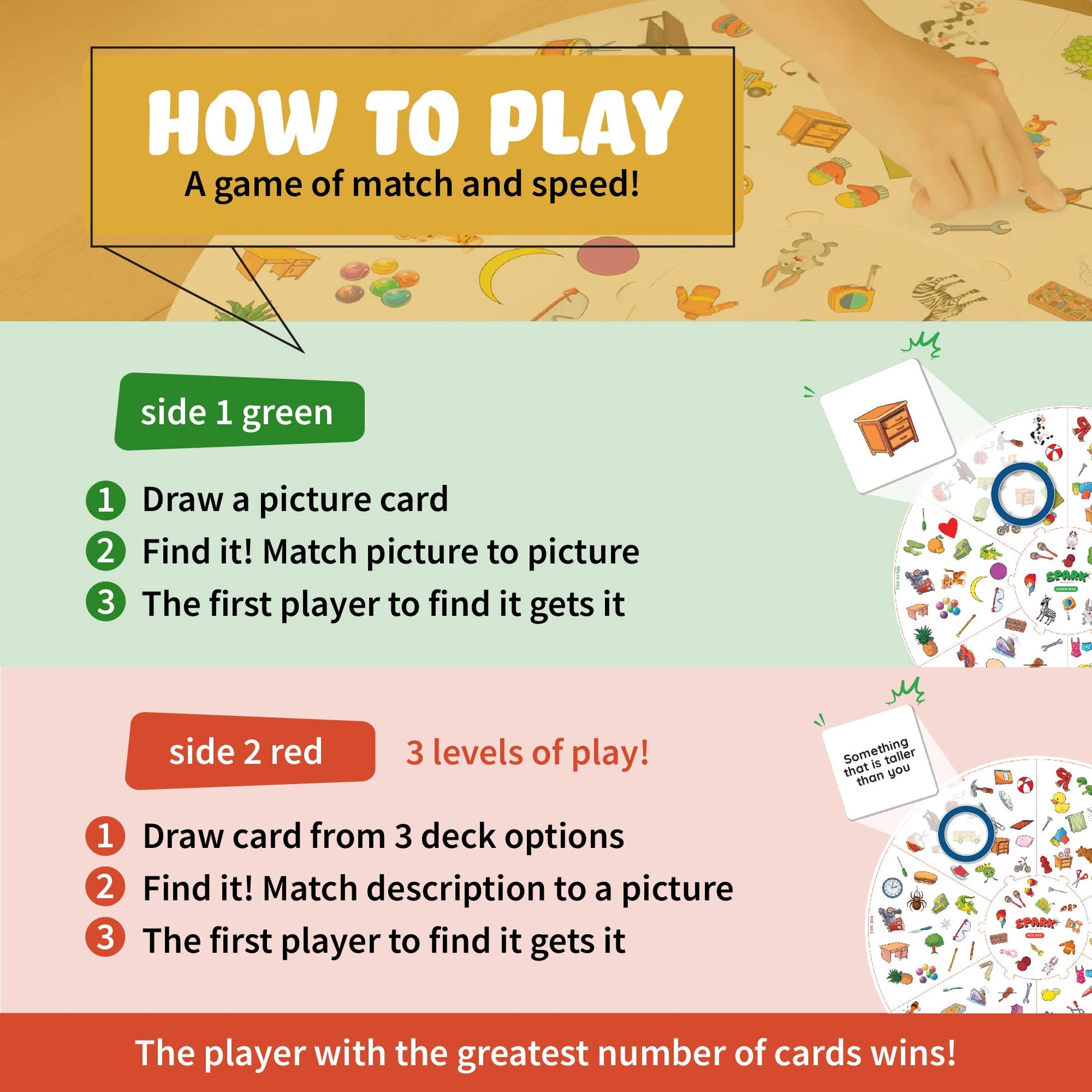 Matching Game Preschool Board Games for Kids 2-in-1 Picture Cards, Match and Category Games, Speech Therapy Materials, Educational Games for Kids 3