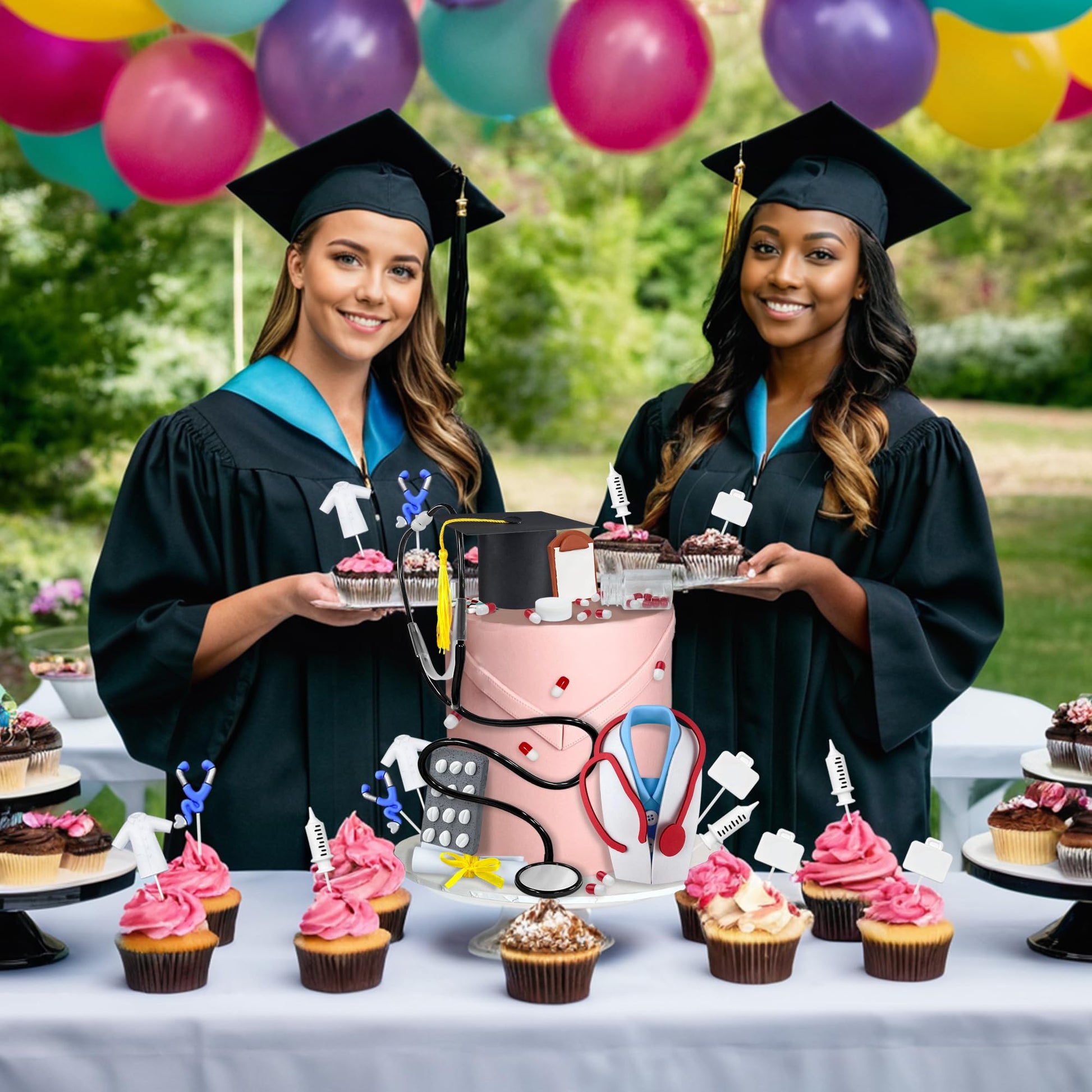 21 PCS Nurse Doctor Graduation Cake Topper Decorations for Nursing Doctor Graduation Party Supplies