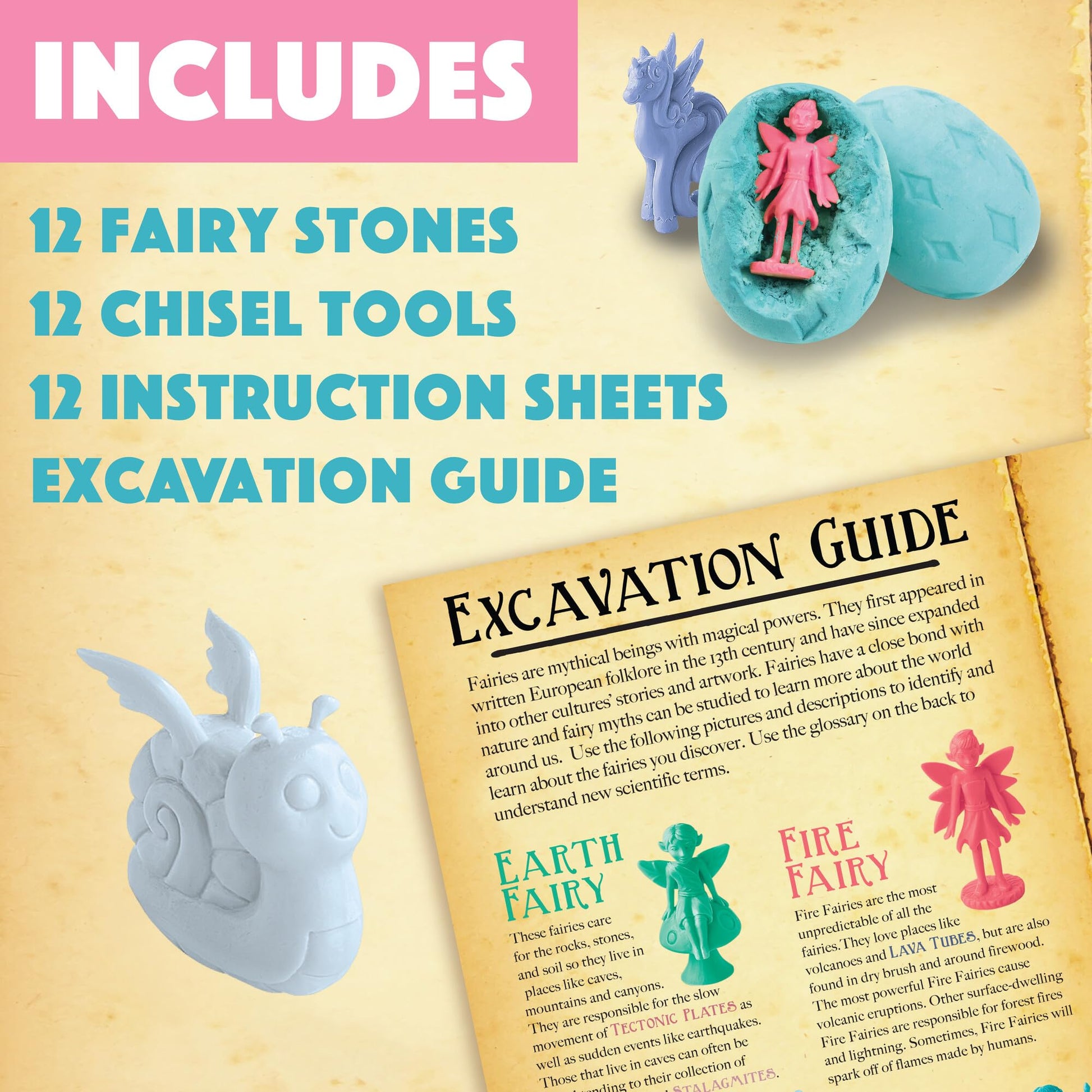 MindWare Dig It Up! Discoveries Fairies Dig Kit - 12 Surprise Eggs and 12 Fairies Toys for Girls & Boys - Great for Birthday Party Kids Activities