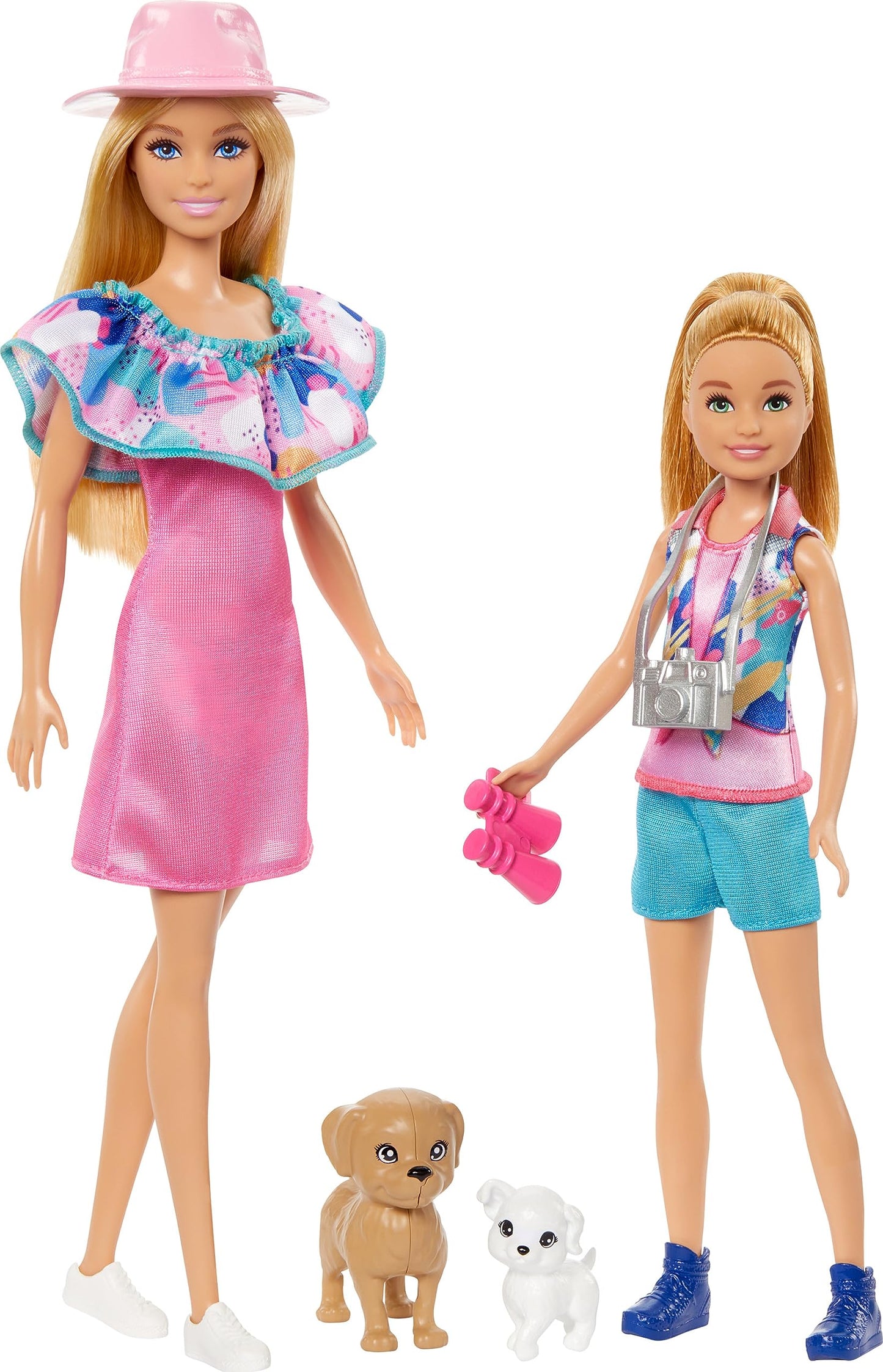 Barbie & Stacie Doll Set with 2 Pet Dogs & Accessories, Dolls with Blonde Hair & Blue Eyes, Summer Clothes