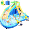 Whubefy Inflatable Water Slide, 8 in 1 Blow Up Crocodile Spray Slide 13.2 x10 Ft Water Bounce House with 2 Water Cannon, Climbing Wall, Basketball