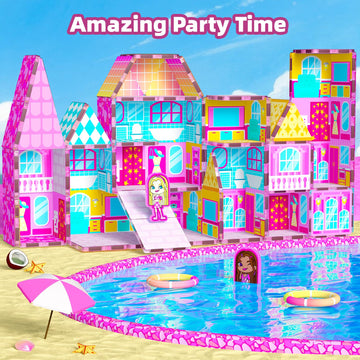 GobiDex Princess Magnetic Tiles for Girls, Princess Castle Magnetic Building Blocks for Kids Ages 3-5 4-8, Magnets Sensory Toddler Toys Birthday Gifts
