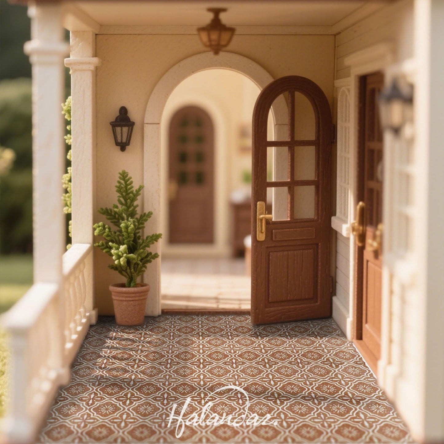 Halandar Dollhouse Flooring Tiles on 1/12 1/6 Scale Miniature Decor Accessories 32pcs Double-Sided