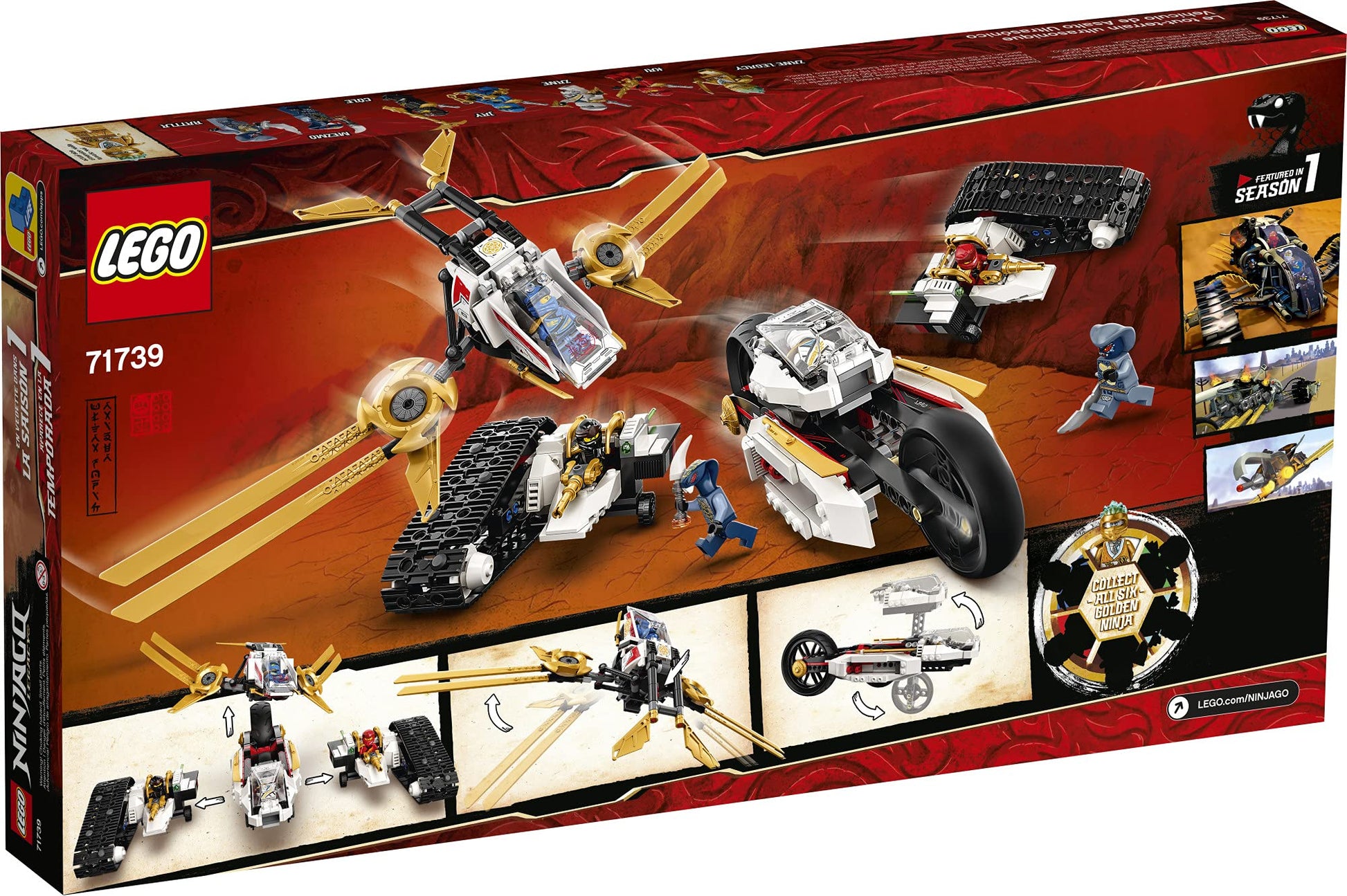 LEGO NINJAGO Legacy Ultra Sonic Raider 71739 Ninja Toy Building Kit with a Buildable Plane and Motorcycle Toy, Featuring 7 Collectible Minifigures